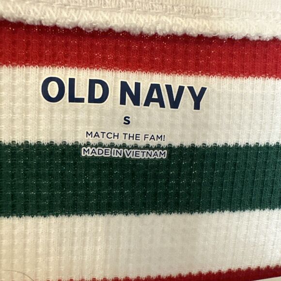 Old Navy Union Suit Red Ivory Green Stripe One Piece Size Small Pajamas - Picture 2 of 11